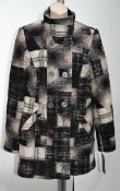 1 x Steilmann Womens Buttoned Winter Coat - UK Size 12 - Patterned Wool Blend Coat - New Sample