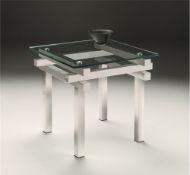 1 x Designer Chelsom TIER Coffee Table - CL081 - Layered Stainless Steel Bars Supporting Clear