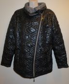 1 x Steilmann Kirsten Size 12 Womens Black Quilted Coat / Jacket with Knit Neck - CL210 - Ref SC1023