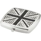 10 x ICE LONDON Black Union Jack Silver Plated Compact Mirrors - MADE WITH 
