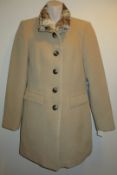 1 x Steilmann Kirsten Size 12 Womens Tan Coat with Faux Fur Neck - CL210 - Ref SC1015 - Location:
