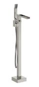 1 x Freestanding Waterfall Bath Filler - Brass Freestanding Bath Filler With Contemporary Chrome