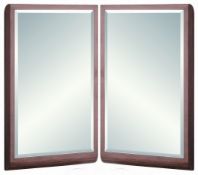 2 x Vogue ARC Bathroom Wall Mirrors - For His & Her Bathrooms - WALNUT FINISH - Series 1 600x350mm -