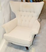 1 x G-Plan Wingback Swivel Armchair - Classic Button-back, Wing-back Design On Castors - Colour: