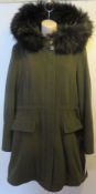 1 x Steilmann Kirsten Size 12 Womens Olive Coat with Large Faux Fur Lined Hood - CL210 - Ref