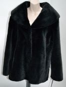 1 x Steilmann Faux Sable Womens Winter Coat In Black - UK Size 12 - Super-soft With Hook