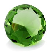 10 x ICE London Diamond Shaped Crystal Paperweights - Colour: Green - 100mm In Diameter - New &