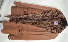 1 x Steilmann Kirsten Brown Size 12 Womens Coat / Jacket with Faux Fur - CL210 - Ref SC2065 -