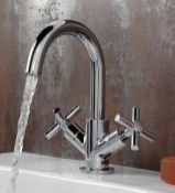 1 x Alexa Swan Neck Basin Mixer Tap - Brass Construction With Contemporary Chrome Finish - Unused