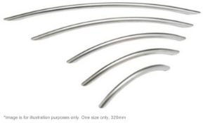 200 x Contemporary Cabinet Door Handles - Stunning Brushed Nickel Finish With Bow Design - CL003 -