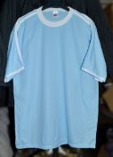 35 x Plain Football Short Sleeve Shirts - Colour: Light Blue With White Detailing - New Without Tags