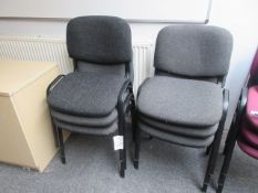 Cloth upholstered tubular framed matching chairs Q