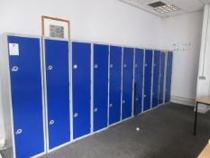 Steel 2 compartment bag lockers Qty 10, No keys.