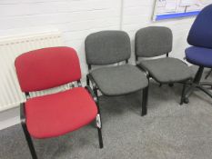 Cloth upholstered tubular framed matching chairs Q