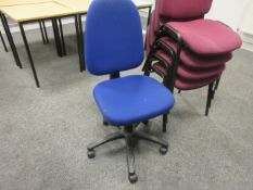 Cloth upholstered typists swivel chair