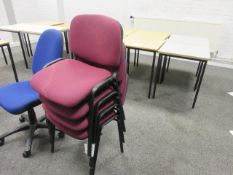 Cloth upholstered tubular framed matching chairs Q