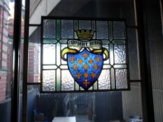 Stained glass window 'Corporate Reform' 62h 72w. W