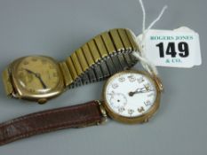 Two nine carat gold cased wristwatches for spares or repair