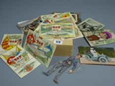 A box of mixed vintage postcards including Mae Hen Wlad Fy Nhadau (Welsh National Anthem) on seven