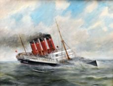 OBEDIAH HODGES oil on board - vessel in distress with lifeboats and figures, entitled bottom