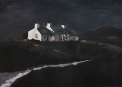 JOHN KNAPP FISHER limited edition (309/500) print - whitewashed cottage by a river, signed, the