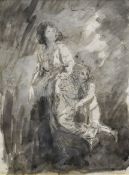 AUGUSTUS JOHN black ink and wash - entitled verso on The Lefevre Gallery label, 'Mother and