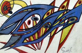 MERLYN EVANS watercolour - abstract composition untitled, signed, 29 x 44cms