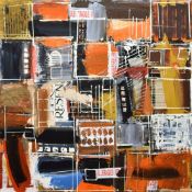 JOHN UZZELL EDWARDS mixed media and construction on canvas - semi-abstract composition from the
