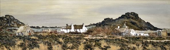 JOHN ROGERS oil on board - expansive Pembrokeshire landscape with tabernacle and white-washed