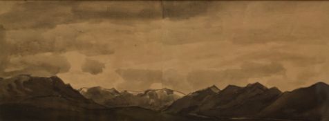 SIR KYFFIN WILLIAMS RA watercolour on two adjoined sheets of sketch-book paper - Snowdonia