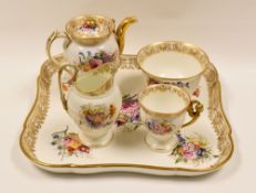 SWANSEA PORCELAIN -  a superb five-piece cabaret-service comprising shaped and lobed tray, 30 x