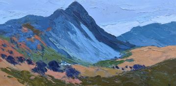 GWILYM PRICHARD oil on canvas - upland farm, Snowdonia, entitled verso 'Cnicht - Yr Hydref' (