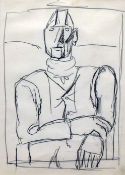 JOSEF HERMAN pencil on paper - half-portrait entitled verso 'Study of a Miner, Ystradgynlais', 22