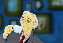 CALON TV official production CEL and background for the 1992 animated version of 'Under Milk Wood'