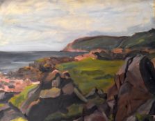 ATRRIBUTED TO SIR KYFFIN WILLIAMS RA oil on canvas - coastal scene with headland, possible KW