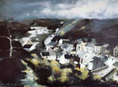 JOHN KNAPP FISHER limited edition (205/250) print - view of Solva village and estuary,