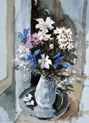 CHRIS LAST watercolour - still-life of flowers in a jug, signed and dated 1987, 40 x