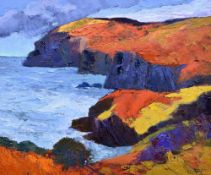 GWILYM PRICHARD oil on canvas - entitled verso on Martin Tinney gallery label 'Pembrokeshire Coast