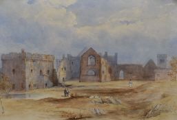 NINETEENTH CENTURY ENGLISH SCHOOL watercolours, a pair - both Pembrokeshire historical views, the