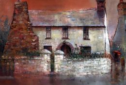 ANDREW DOUGLAS FORBES watercolour - Pembrokeshire cottage with large chimney entitled verso '