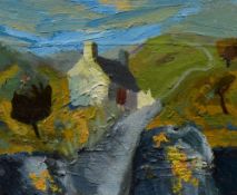 JACQUELINE JONES four small unframed oil on canvas works - landscapes, various sizes, signed, titled