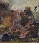 JOHN KNAPP FISHER watercolour - trees and house, entitled verso 'Artist's Cottage', signed and dated