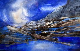 RONALD LOWE watercolour - landscape entitled verso 'Beacons Nocturne I', signed, 50 x 75cms