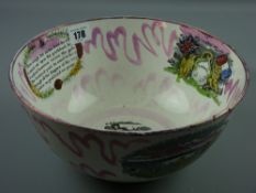Sunderland lustre - a circular pedestal bowl 'May' (with three various cartouches to the interior)