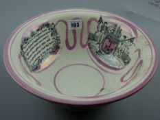 Sunderland lustre - a circular pedestal basin 'Mariner's Arms', 'Gardener's Arms' etc by Moore & Co,