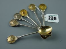 A set of six silver bowling trophy coffee spoons with gilt bowls, 2.8 ozs, Birmingham 1988/1990