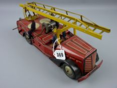 Toys - a French made Joustra tinplate fire engine, 35 cms long