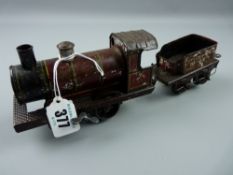 Toys - a wind-up German made locomotive and tender, marked 'DRGN2631'