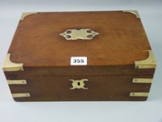 A lap desk - a lady's finely patinated mahogany lap desk having brass corners and brass plate to the