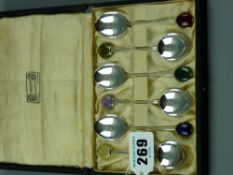 Liberty silver - a cased set of six silver bead handled coffee spoons in original Liberty box,